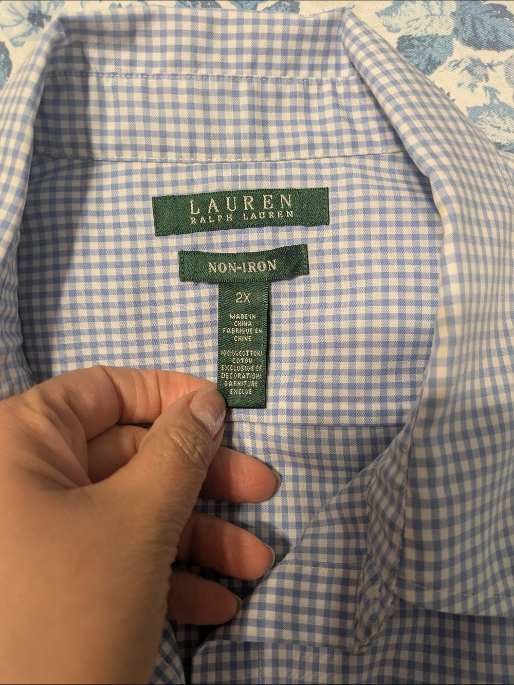 Polo by Ralph Lauren Blue and White Gingham Button-Down Shirt - Picture 3 of 5